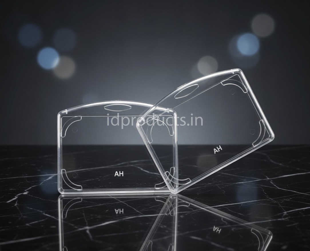 Horizontal PVC Transparent ID Card Holder - Clear Hard Plastic