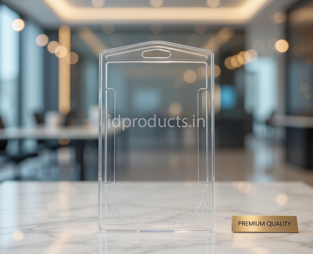 Vertical PVC Transparent ID Card Holder - Clear Hard Plastic